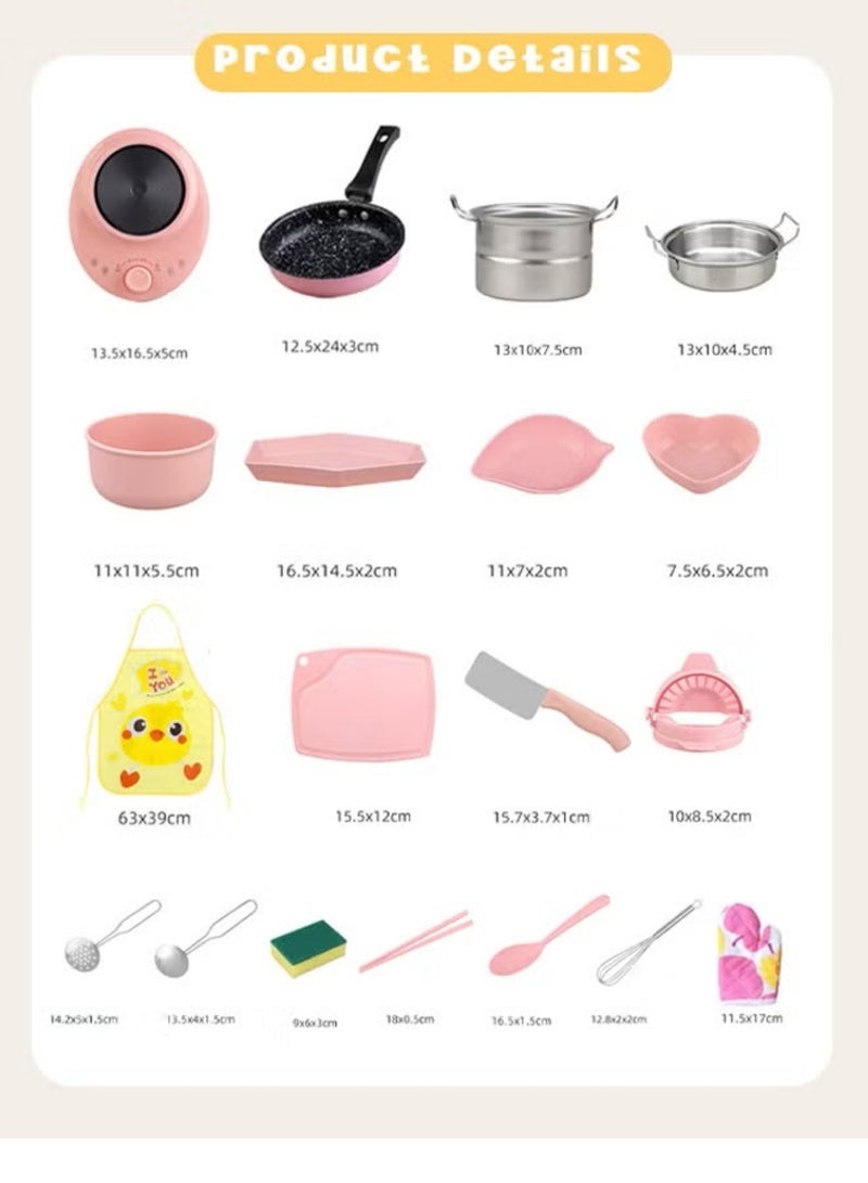 22 جهاز كمبيوتر شخصي مجموعة مطبخ صغيرة للطبخ الحقيقي - مجموعة لعب الطهي الصغير الكاملة للأطفال والرضع للتعلم واللعب - Image 2