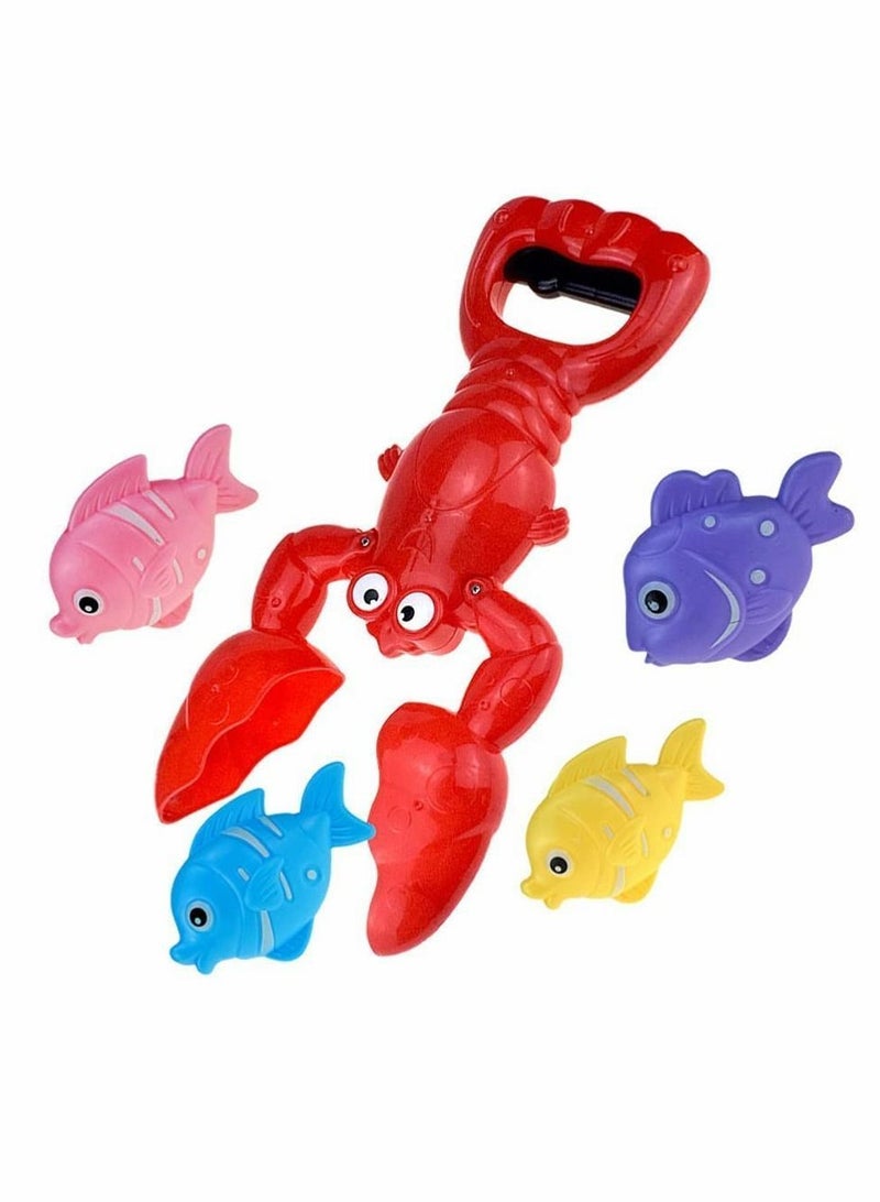 واي آند دي Baby Bath Toys, Lobster Grabber Toy Fun Bathroom Bathtub Toys Pool Time Educational Games for Toddlers & Kids, Include 4 Fish Toys(Small fish color random) - Image 1