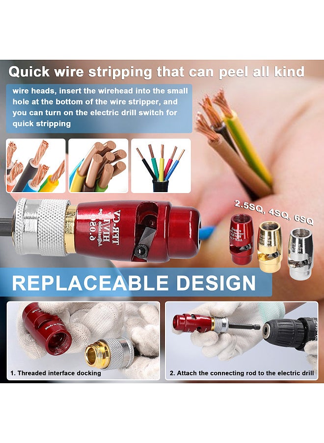 Generic Aluminum Alloy Electric Wire Stripper Cable Peeling Stripper Practical Rotary Stripping Tool Compatible with A Variety of Electric Drills 4SQ  - Image 4