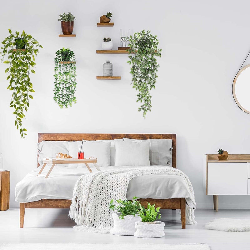 BLEUM CADE Fake Hanging Plants Mixed Set, 4pcs Artificial Hanging Plant, Faux Hanging Potted Plants Greenery for Wall Shelf Home Living Room Indoor Outdoor Decor - Image 4