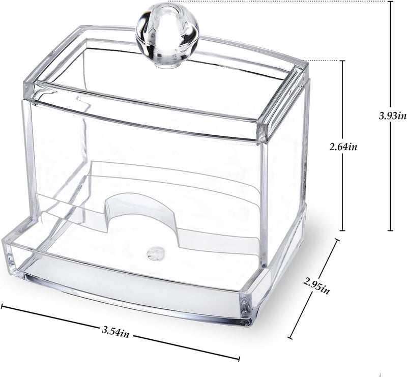 MOSIKER Acrylic Clear Cotton Swab Holder Organizer And Swabs Storage Box With Q Tip Lid For Bathroom & Vanity - Image 2