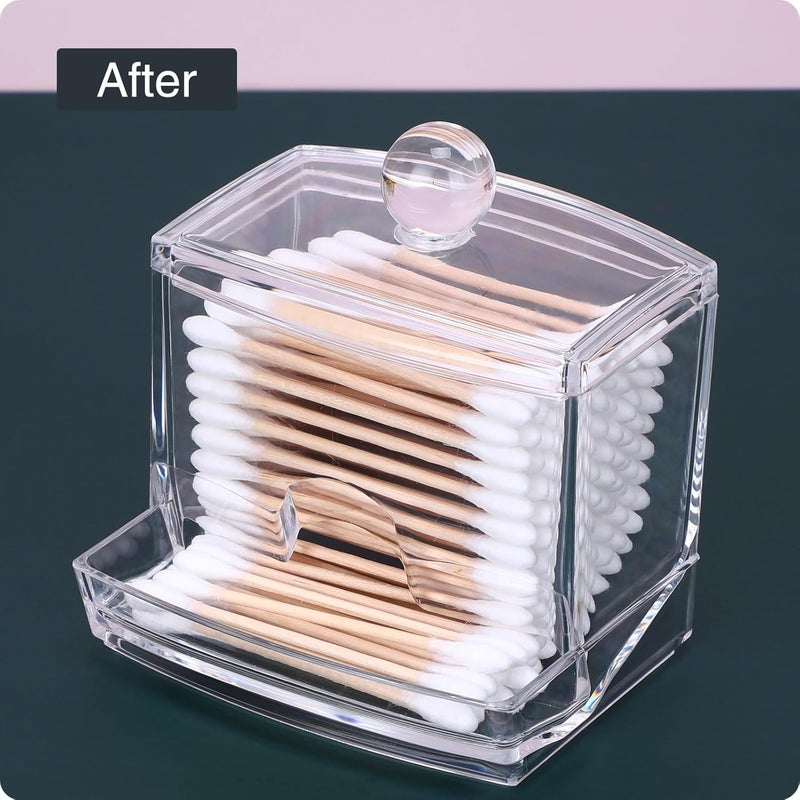 MOSIKER Acrylic Clear Cotton Swab Holder Organizer And Swabs Storage Box With Q Tip Lid For Bathroom & Vanity - Image 4