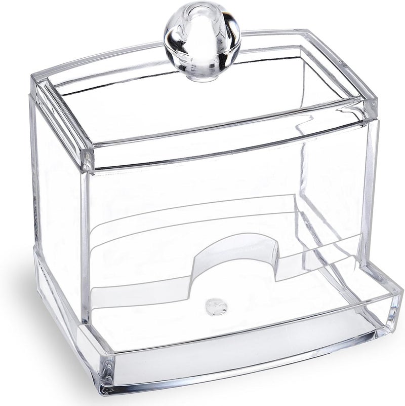 MOSIKER Acrylic Clear Cotton Swab Holder Organizer And Swabs Storage Box With Q Tip Lid For Bathroom & Vanity - Image 1