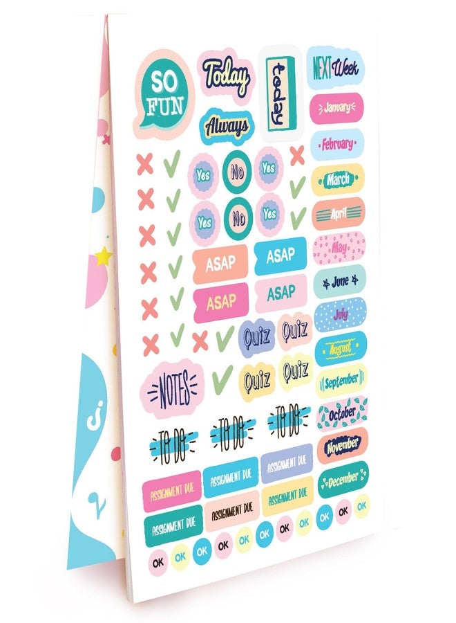 Doodle 10 Pages Sticker Booklet with 500+ Fun, Quirky and Colourful self Adhesive Stickers | Perfect for Girls, Kids, Teens, Adults (Study Well Stickers) - Image 1