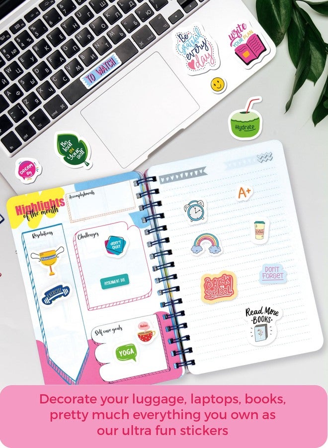 Doodle 10 Pages Sticker Booklet with 500+ Fun, Quirky and Colourful self Adhesive Stickers | Perfect for Girls, Kids, Teens, Adults (Study Well Stickers) - Image 4