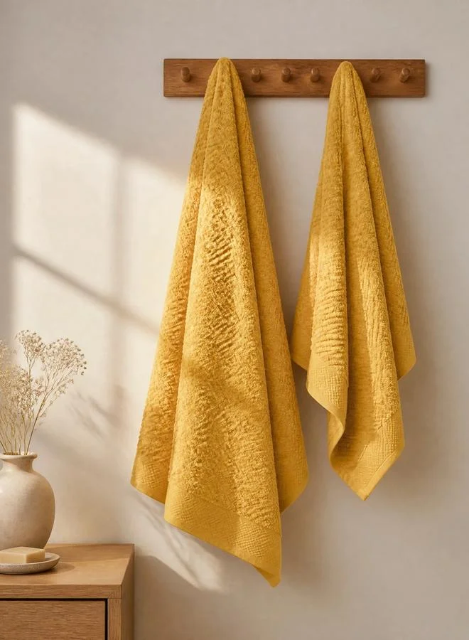 Styli Pack of 3 - Textured Bath Towels, Mustard