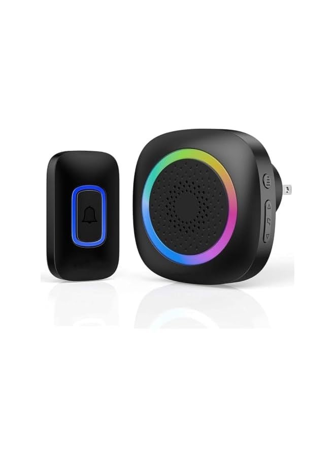 Wireless Doorbell with RGB Light, 2 Portable Doorbell IP66 Waterproof Door Chime Kit, LED Doorbell 1300ft Wireless Range, 60 Chimes  5 Level Volume for Home Kid Room Office - Image 1