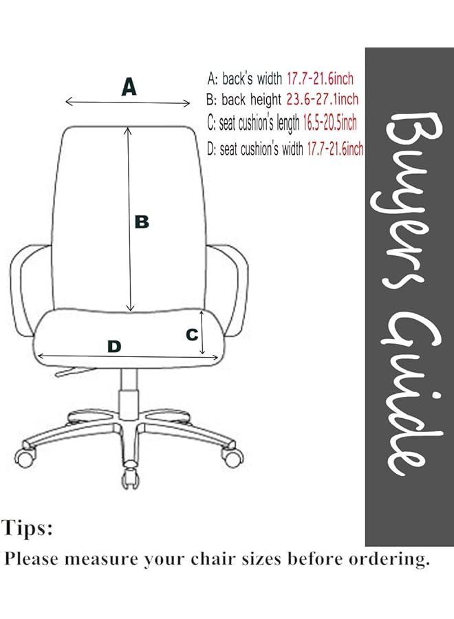 إيروريكس أغطية كراسي مكتب الكمبيوتر لأغطية الكراسي الدوارة القابلة للتمدد ذات الظهر المتوسط، أغطية الكراسي فقط C162 باللون الأسود - Image 4