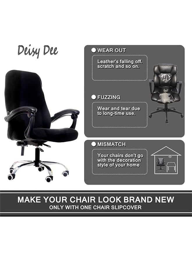 إيروريكس أغطية كراسي مكتب الكمبيوتر لأغطية الكراسي الدوارة القابلة للتمدد ذات الظهر المتوسط، أغطية الكراسي فقط C162 باللون الأسود - Image 3