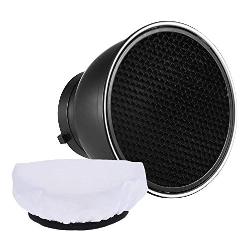 Andoer 7" Standard Reflector Diffuser Lamp Shade Dish with 60° Honeycomb Grid for Bowens Mount Studio Strobe Flash Light Speedlite (with Soft Cloth) - Image 1