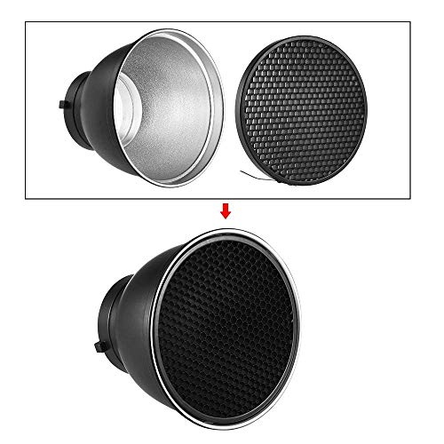 Andoer 7" Standard Reflector Diffuser Lamp Shade Dish with 60° Honeycomb Grid for Bowens Mount Studio Strobe Flash Light Speedlite (with Soft Cloth) - Image 5