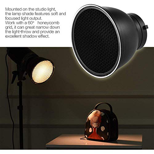 Andoer 7" Standard Reflector Diffuser Lamp Shade Dish with 60° Honeycomb Grid for Bowens Mount Studio Strobe Flash Light Speedlite (with Soft Cloth) - Image 3