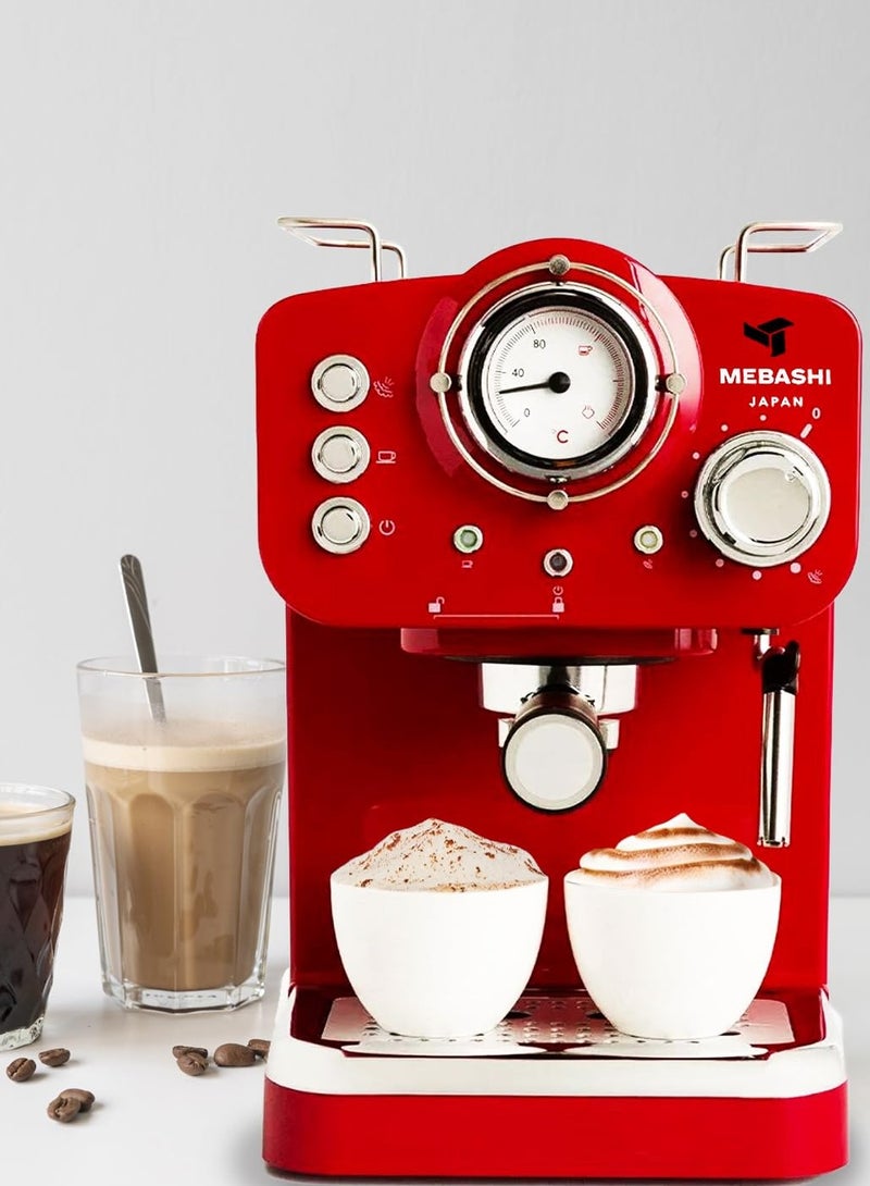 MEBASHI Espresso Coffee Machine - 20 Bar Pressure, 1.25L Capacity, with Aluminium Alloy Boiler and Dual-Stainless Steel Filter(ME-ECM2009)(1100W) - Image 4