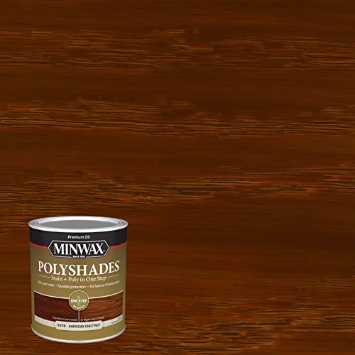 Minwax PolyShades Wood Stain Polyurethane Finish Quart American Chestnut Satin - Image 3