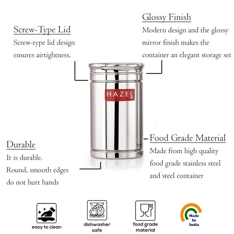 Hazel HAZEL Stainless Steel Container Set | 800 ml Steel Container for Kitchen Storage Set | Air Tight Containers for Kitchen Storage | Ideal for Storing Rice, Cereal, Pulse, Snacks, Set of 12  - Image 3