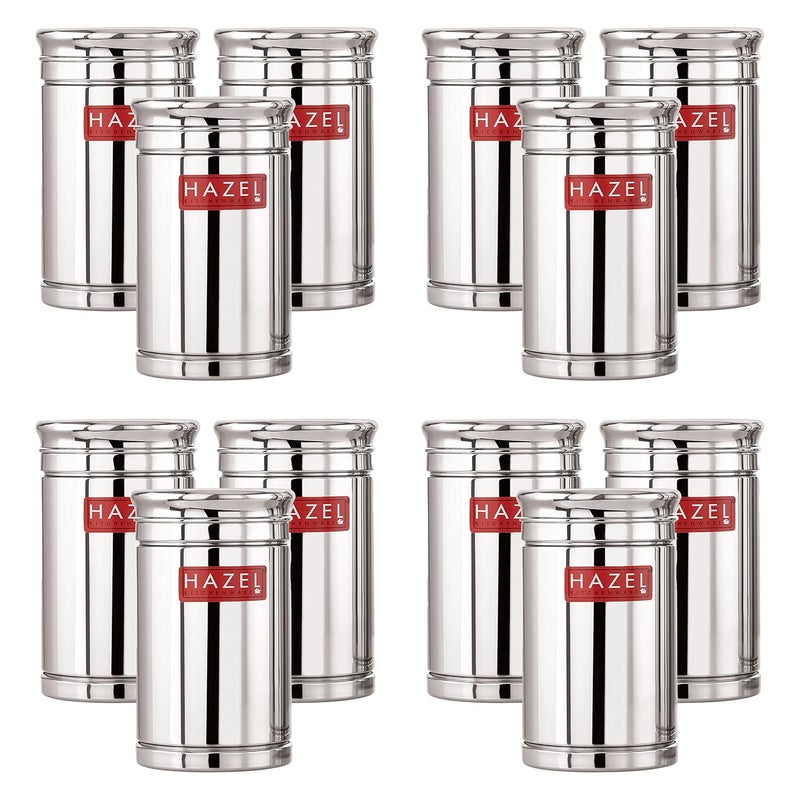 Hazel HAZEL Stainless Steel Container Set | 800 ml Steel Container for Kitchen Storage Set | Air Tight Containers for Kitchen Storage | Ideal for Storing Rice, Cereal, Pulse, Snacks, Set of 12  - Image 1