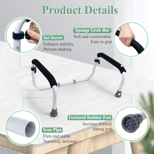 NEAUDE Stand Assist Mobility & Daily Living Aids Bed Rail Cane Chair Assist for Elderly Lift Assist Devices for Seniors, Handicap Grab Bar for Disabled Couch Safety Handle(Width Adjustable) - Image 3