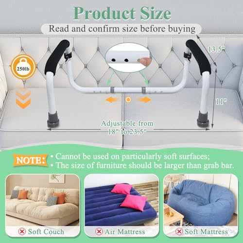 NEAUDE Stand Assist Mobility & Daily Living Aids Bed Rail Cane Chair Assist for Elderly Lift Assist Devices for Seniors, Handicap Grab Bar for Disabled Couch Safety Handle(Width Adjustable) - Image 2