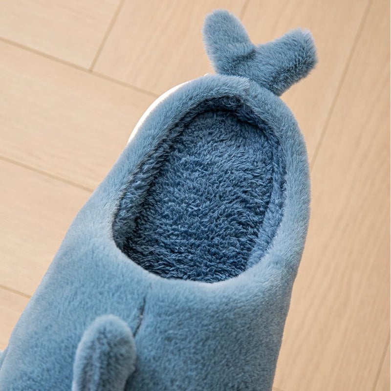 YILANLAN Women Men Slippes Cute Animal Shark Slippers Adult Cozy Plush Warm Winter House Slippers (Blue, Adult, Women, 7, Numeric Range, US Footwear Size System, 8, Medium) - Image 5