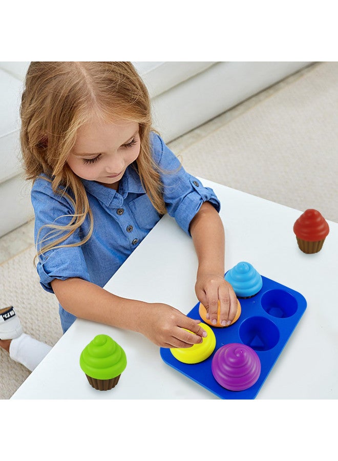 RAINBOW TOYFROG Cupcake Toy Toddler Toy Learning Colors and Shape-Shape Sorting Toys for Toddlers-Geometry Manipulatives Toddler Sensory Toys for Toddlers 1-3 - Toddler Montessori Toys for 18 month old girls boys - Image 4