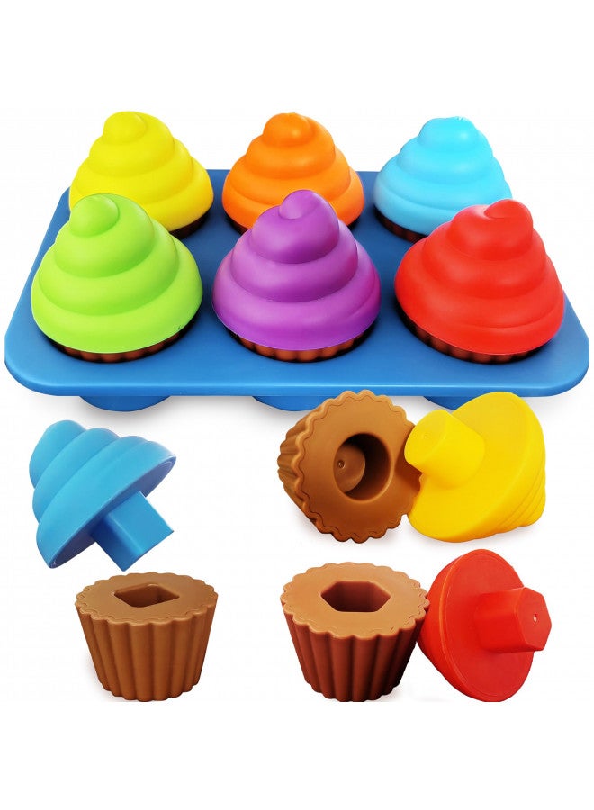 RAINBOW TOYFROG Cupcake Toy Toddler Toy Learning Colors and Shape-Shape Sorting Toys for Toddlers-Geometry Manipulatives Toddler Sensory Toys for Toddlers 1-3 - Toddler Montessori Toys for 18 month old girls boys - Image 1