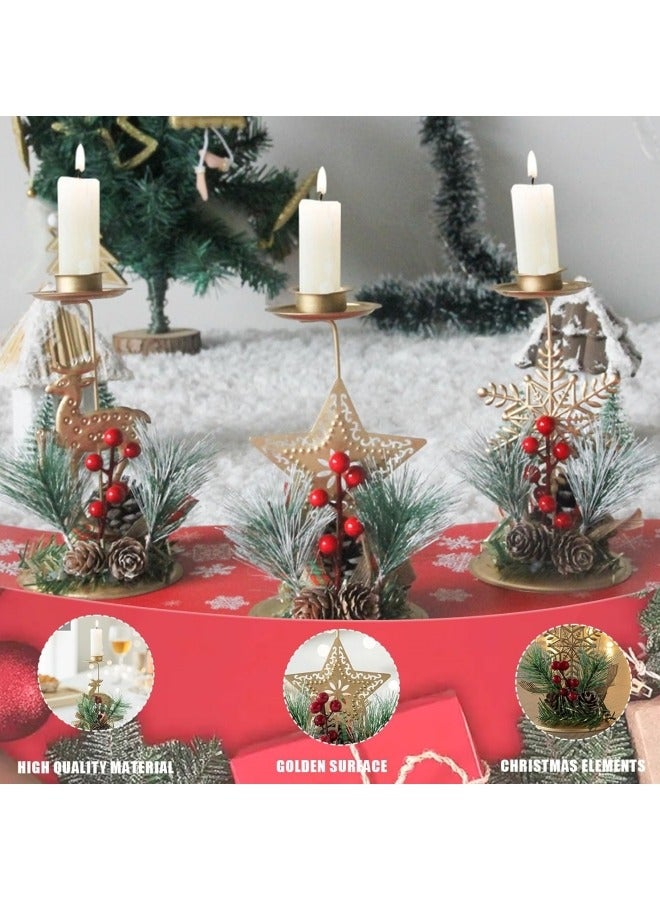 CCOVERY 3Pcs Iron Candle Holder The Candlesticks Gold Candelabra Table Candles Office Desk Decorations Candle Holder Adorn Festival Candle Tray - Image 3