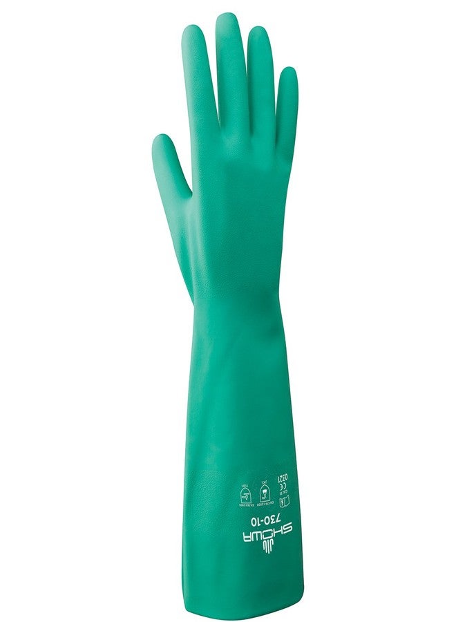 SHOWA 730 Nitrile Chemical Resistant Safety Glove with Cotton Flocked Liner, Food Safe, 15 Mil Thick, 13" Length, Medium (12 Pair) - Image 1