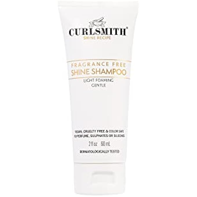 CURLSMITH - SHINE SHAMPOO, GENTLE, SENSITIVE, FRAGRANCE FREE CLEANSER FOR ALL CURL AND HAIR TYPES, VEGAN (2 FL OZ) - Image 1