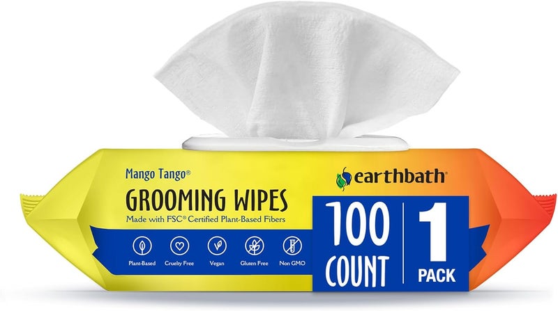Earthbath All Natural Grooming Wipes, Pack of 1, Mango Tango Stable base - Image 1