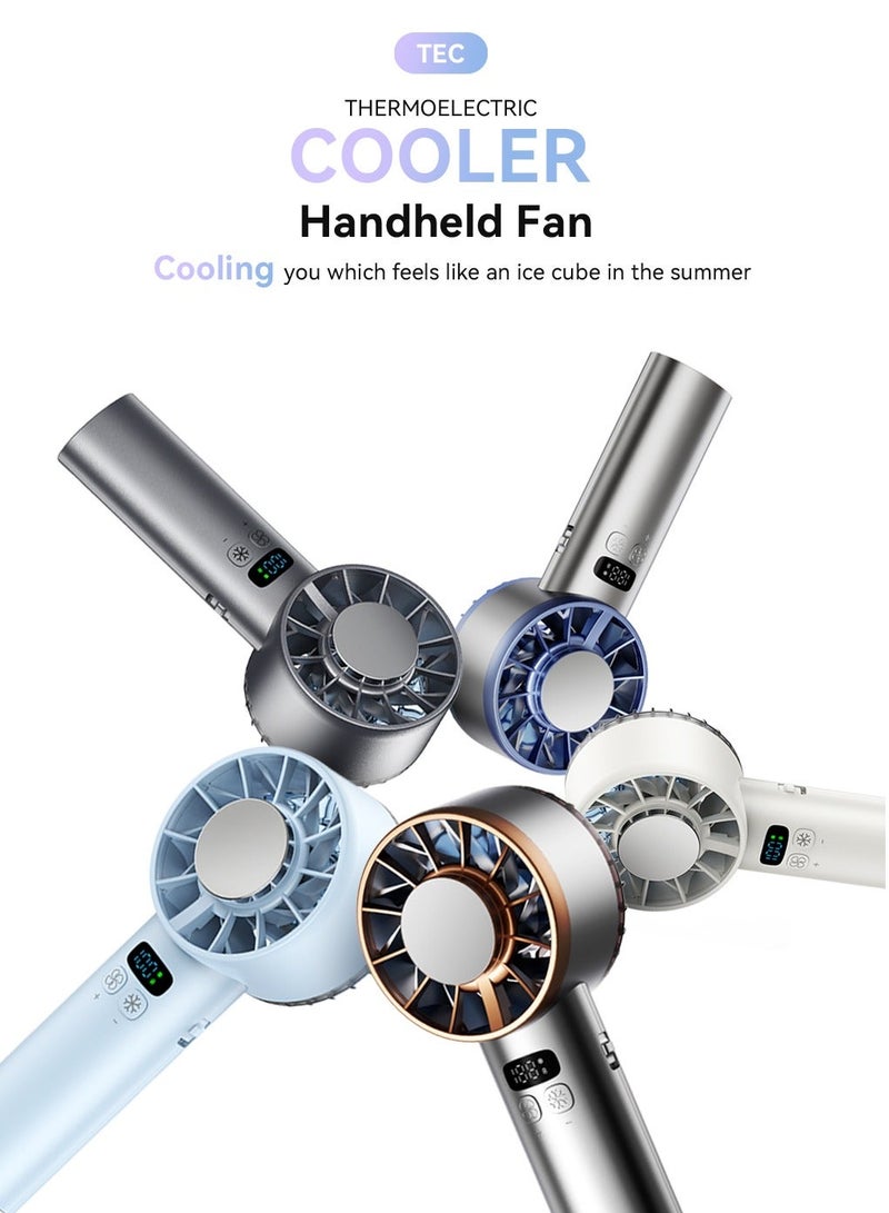 linkship Handheld Fan, Powerful Cooling Fan with 3-Second Ice Cooling, 12H Runtime & 5200mAh Battery, 1-100 Speed Adjustable, Lightweight for Travel, Hiking, Work - Image 2