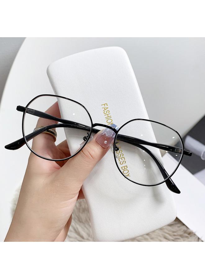 New Style Metal Anti-blu-ray Glasses Fashionable Retro Round Glasses Frame Women's Simple Lightweight Flat Glasses Trendy