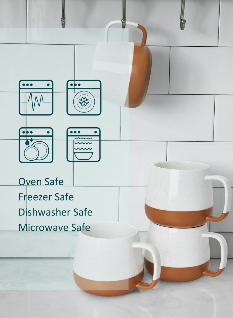 Teocera Ceramic Coffee Mug Set of 4-12 oz Coffee Mugs with Large Handles for Hot or Cold Drinks Like Latte, Cocoa, Tea or Juice - Smooth Ceramic, Dishwasher Safe, Beige - Image 3