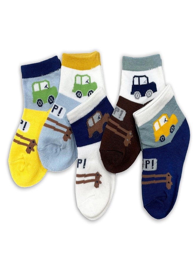 DC DECORIO- A UNIQUE PRODUCT RANGE DC DECORIO Car Theme Kids Cotton Ankle Length All Weather socks (Pack of 5)(1 to 3 Years) - Image 1