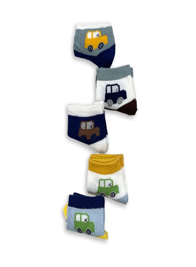 DC DECORIO- A UNIQUE PRODUCT RANGE DC DECORIO Car Theme Kids Cotton Ankle Length All Weather socks (Pack of 5)(1 to 3 Years) - Image 2