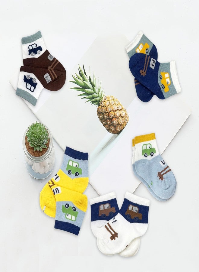 DC DECORIO- A UNIQUE PRODUCT RANGE DC DECORIO Car Theme Kids Cotton Ankle Length All Weather socks (Pack of 5)(1 to 3 Years) - Image 3