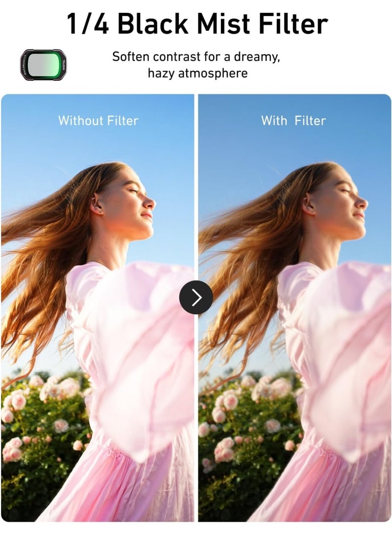 تيليسن طقم فلاتر "Cool Rose" لـ DJI Osmo Pocket 4/3 (إصدار Xtra Muse) – تأثير درجات الألوان الباردة وتنعيم البشرة، فلتر VND مغناطيسي (ND2–32)، فلتر استقطاب CPL، فلتر تشتيت ضوئي أسود (Black Diffusion 1/4) – ملحقات كاميرا لصناع محتوى الفلوغ (Vlog) - Image 3