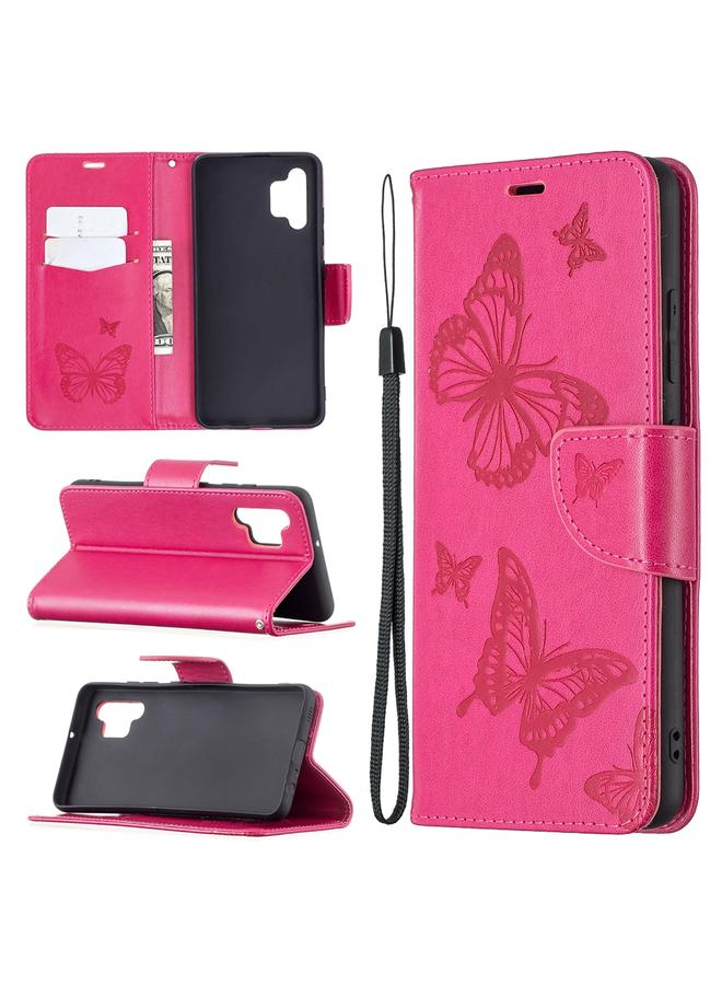 S-TOP Case For Samsung Galaxy A32 4G Two Butterflies Embossing Pattern Horizontal Flip Leather Case with Holder & Card Slot & Wallet & Lanyard - Image 1