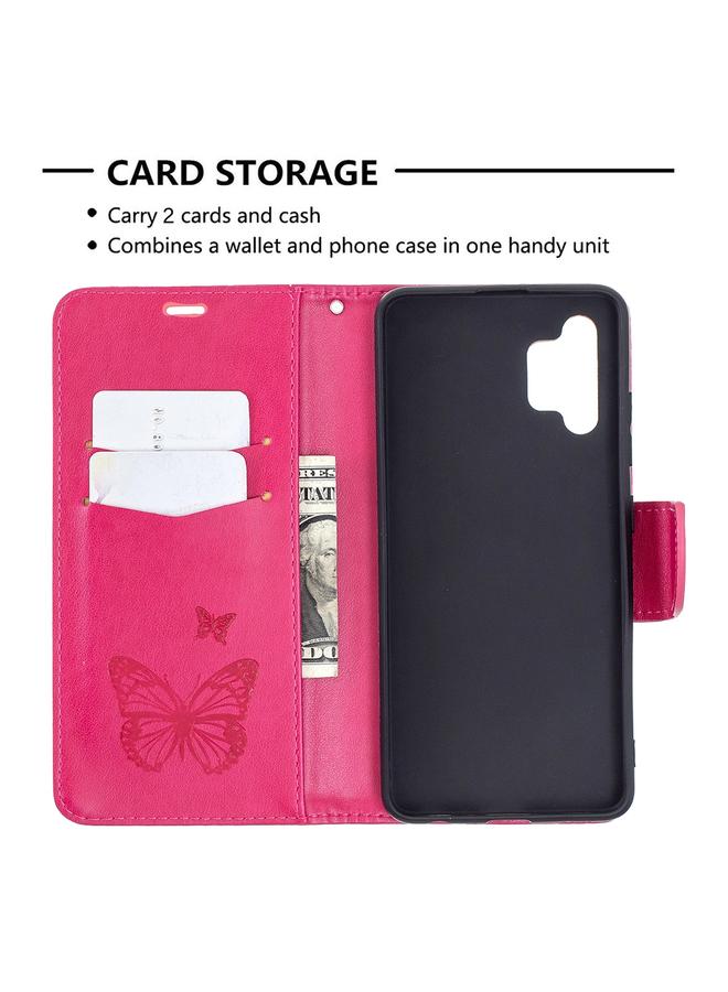 S-TOP Case For Samsung Galaxy A32 4G Two Butterflies Embossing Pattern Horizontal Flip Leather Case with Holder & Card Slot & Wallet & Lanyard - Image 4