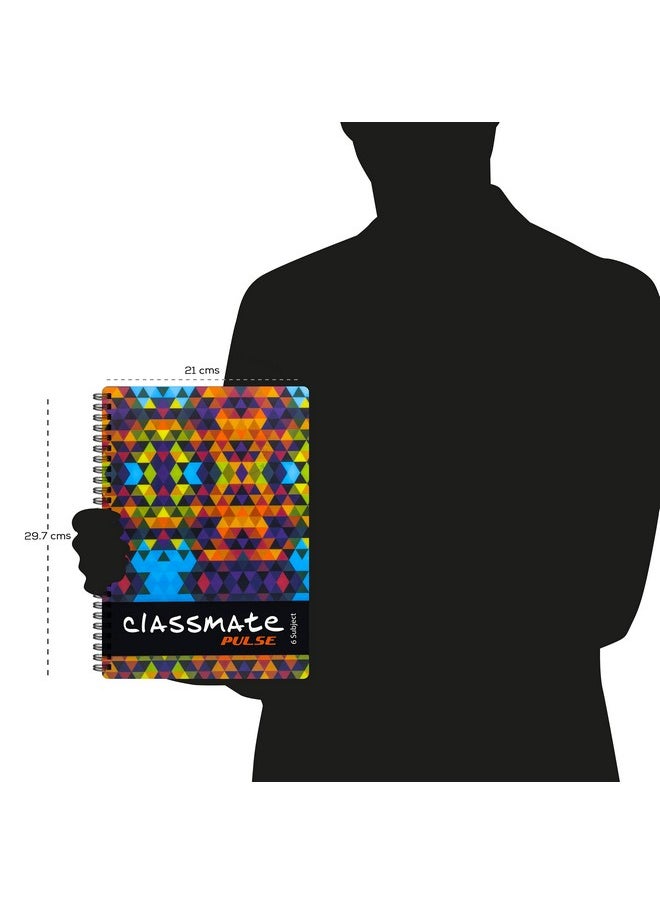 classmate Classmate Pulse 6 Subject Spiral Notebook - Pack of 3 | Unruled | 300 Pages |A4-29.7cm x 21.0cm | Attractive Cover Designs | Soft Cover |Notebooks for College Students  - Image 4