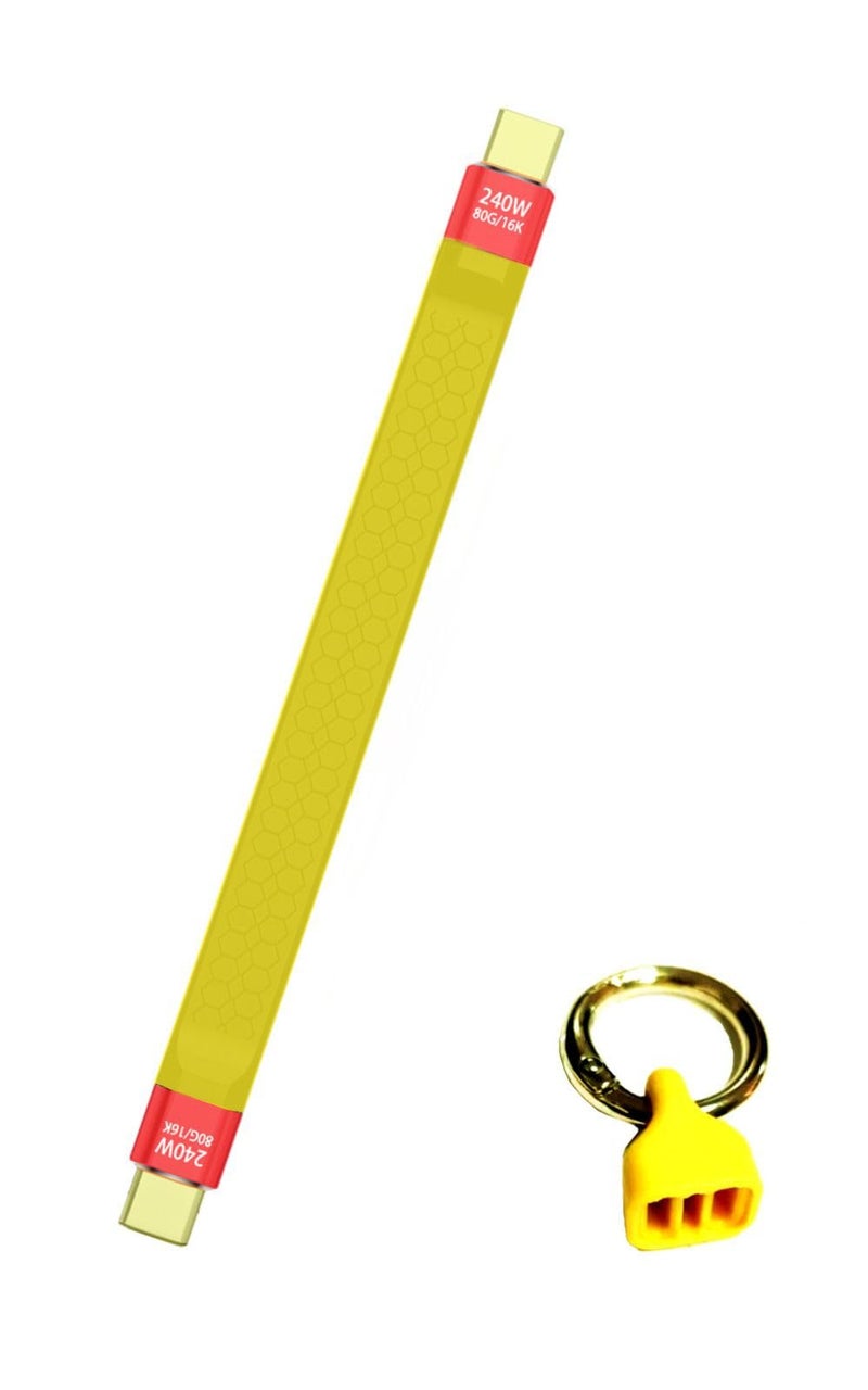 GMCELL Short Thunderbolt 5 USB-C Cable: 5-inch USBC 80Gbps Data Transfer - 240W PD Fast Charging (Yellow) - Image 1