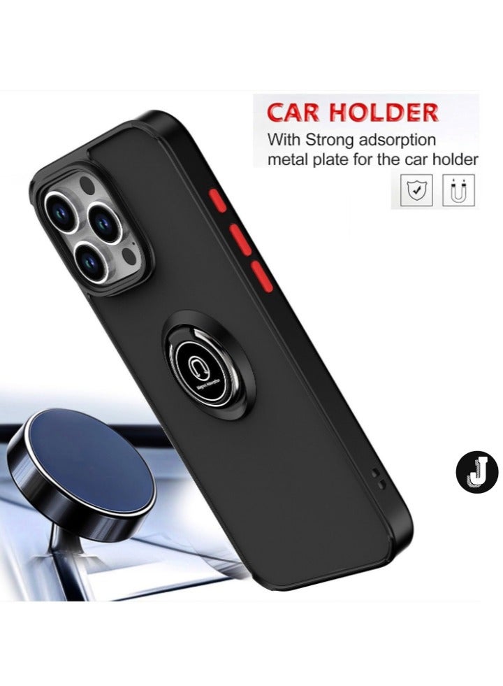 JAJEEK iPhone 16 Plus Case Cover – Green Matte Shockproof Bumper with Metal Ring Holder Kickstand & Car Magnetic Mount - Image 3