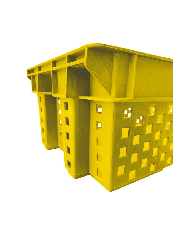 Plastica Industries LLC 6pcs of Dates Plastic Crate 580x380x220mm, 48L Nestable & Stackable Ventilated Storage Box for Dates, Fruits, Agriculture & Food Transport - Yellow - Image 2
