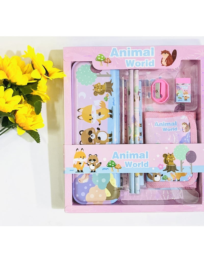 Generic Back to school supplies set Perfect  gift for students Pink school supplies Cute stationery set Includes fun pencils, erasers, sharpeners, pencil cases and crayons Ideal for school and office supplies  - Image 1