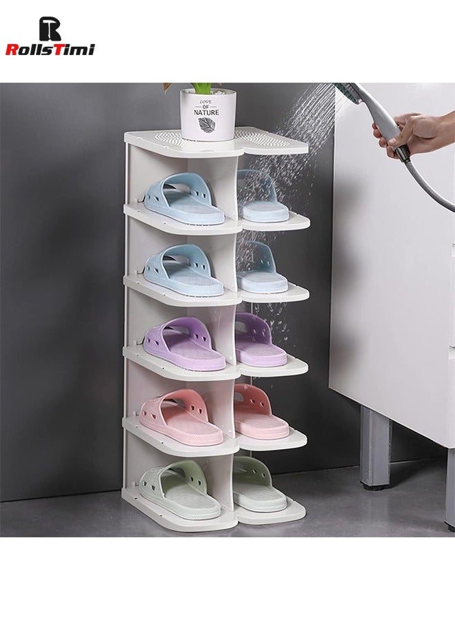 رولستيمي 6-الطبقة رف الأحذية خزانة خذاء بسيط ، مدخل برج الأحذية الفضاء إنقاذ العمودي أداة تنظيم الأحذية ، حامل تخزين الأحذية للمنزل عنبر - Image 2