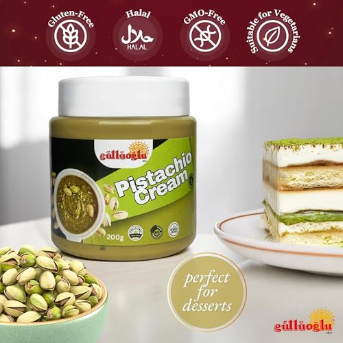 SINCE 1871 GÜLLÜOGLU Gulluoglu Pistachio Cream, Pistachio Butter, Best for dubai chocolate, Turkish Premium Pistachios Cream 7 oz, 200 g Perfect Taste For Dubai Chocolate - Image 2