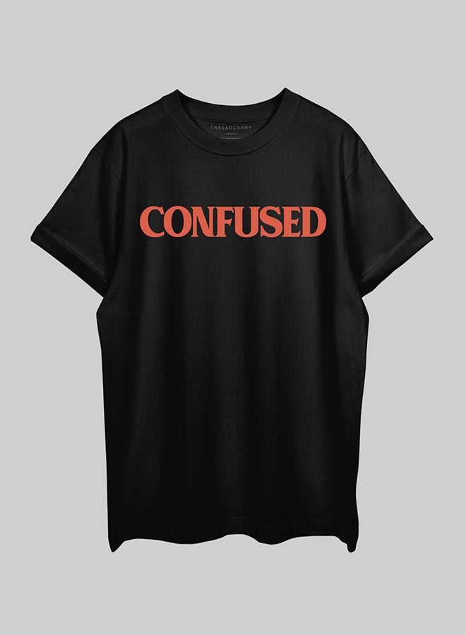 THREADCURRY THREADCURRY CONFUSED Oversized Drop Shoulder Cotton Loose Printed T-Shirt for Men  - Image 2