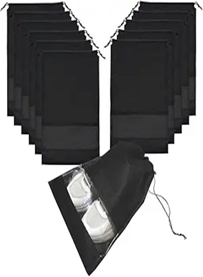 Goolsky Goolsky 12PCS Shoe Bags for Travel, Travel Shoe Bags for Packing with Drawstring Non-woven, Dust-proof Shoe Bags for Storage, Black  - Image 1
