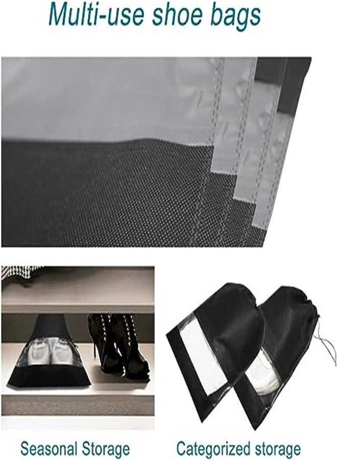 Goolsky Goolsky 12PCS Shoe Bags for Travel, Travel Shoe Bags for Packing with Drawstring Non-woven, Dust-proof Shoe Bags for Storage, Black  - Image 4