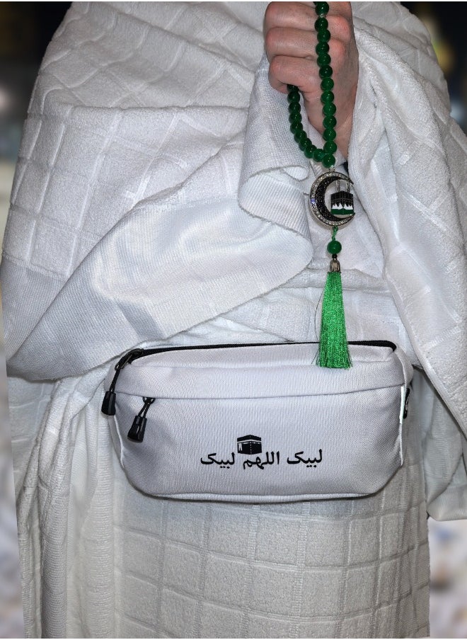 فيانسر الحج العمرة مجموعة من قطعتين حقيبة الخصر حقيبة حزام مع الكعبة و الخط العربي سبحة حبات صلاة ميدالية سيارة مقاومة للماء إحرام مكة الخصر حقيبة كتف تسبيح إسلامية مسلم الله القرآن سفر  - Image 3