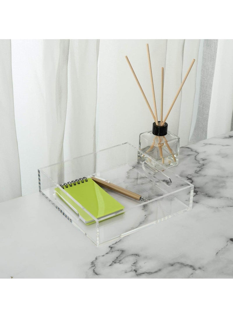 Garkoo Acrylic Serving Tray 25 x 25cm - Spill Resistant - Traditional Coffee Table Decor Organizer with Handles - Image 1